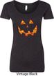 Halloween Jack O Lantern Skull Ladies Scoop Neck Shirt