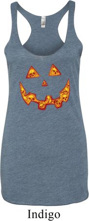 Halloween Jack O Lantern Skull Ladies Tri Blend Racerback Tank Top