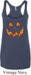 Halloween Jack O Lantern Skull Ladies Tri Blend Racerback Tank Top