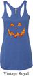 Halloween Jack O Lantern Skull Ladies Tri Blend Racerback Tank Top