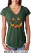 Halloween Jack O Lantern Skull Ladies Tri Blend V-Neck Shirt