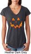 Halloween Jack O Lantern Skull Ladies Tri Blend V-Neck Shirt