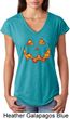 Halloween Jack O Lantern Skull Ladies Tri Blend V-Neck Shirt