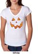 Halloween Jack O Lantern Skull Ladies Tri Blend V-Neck Shirt
