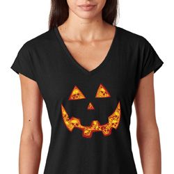 Halloween Jack O Lantern Skull Ladies Tri Blend V-Neck Shirt Halloween Jack O Lantern Skull Ladies Tri Blend V-Neck Shirt