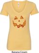 Halloween Jack O Lantern Skull Ladies V-Neck Shirt