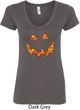Halloween Jack O Lantern Skull Ladies V-Neck Shirt