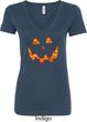 Halloween Jack O Lantern Skull Ladies V-Neck Shirt