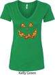 Halloween Jack O Lantern Skull Ladies V-Neck Shirt