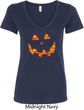 Halloween Jack O Lantern Skull Ladies V-Neck Shirt