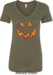 Halloween Jack O Lantern Skull Ladies V-Neck Shirt