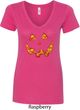 Halloween Jack O Lantern Skull Ladies V-Neck Shirt