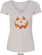Halloween Jack O Lantern Skull Ladies V-Neck Shirt