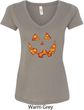 Halloween Jack O Lantern Skull Ladies V-Neck Shirt