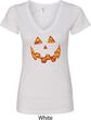 Halloween Jack O Lantern Skull Ladies V-Neck Shirt