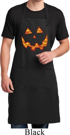 Halloween Jack O Lantern Skull Mens Full Length Apron with Pockets