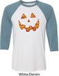 Halloween Jack O Lantern Skull Mens Raglan Shirt