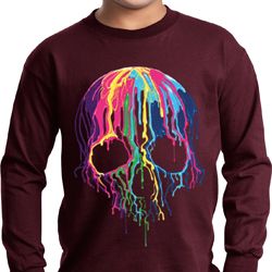 Halloween Melting Skull Kids Long Sleeve Shirt