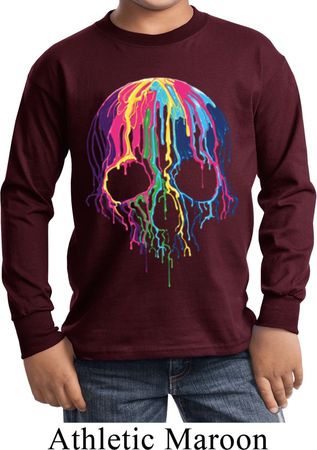 Halloween Melting Skull Kids Long Sleeve Shirt