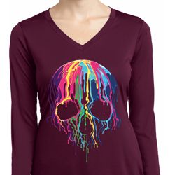Halloween Melting Skull Ladies Dry Wicking Long Sleeve Shirt Halloween Melting Skull Ladies Dry Wicking Long Sleeve Shirt