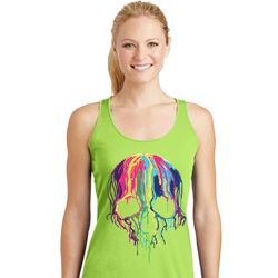 Halloween Melting Skull Ladies Dry Wicking Racerback Tank Top Halloween Melting Skull Ladies Dry Wicking Racerback Tank Top