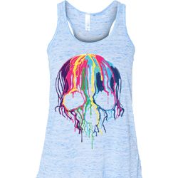 Halloween Melting Skull Ladies Flowy Racerback Tanktop Halloween Melting Skull Ladies Flowy Racerback Tanktop