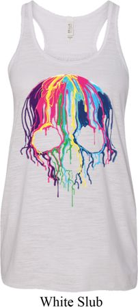 Halloween Melting Skull Ladies Flowy Racerback Tanktop