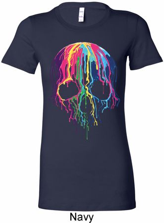 Halloween Melting Skull Ladies Longer Length Shirt