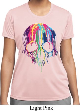 Halloween Melting Skull Ladies Moisture Wicking Shirt