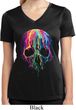 Halloween Melting Skull Ladies Moisture Wicking V-neck Shirt