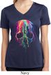Halloween Melting Skull Ladies Moisture Wicking V-neck Shirt