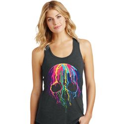 Halloween Melting Skull Ladies Racerback Tank Top Halloween Melting Skull Ladies Racerback Tank Top