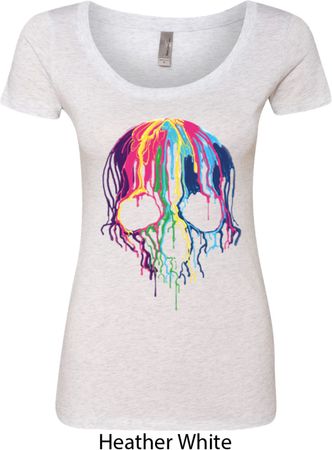 Halloween Melting Skull Ladies Scoop Neck Shirt