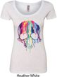 Halloween Melting Skull Ladies Scoop Neck Shirt