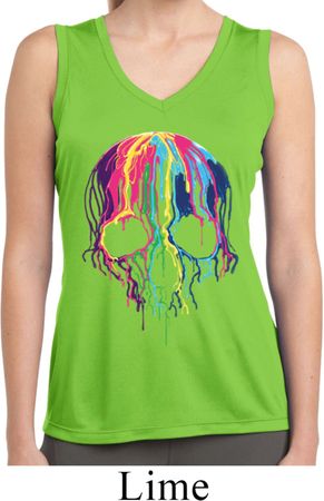 Halloween Melting Skull Ladies Sleeveless Moisture Wicking Shirt