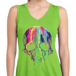 Halloween Melting Skull Ladies Sleeveless Moisture Wicking Shirt Halloween Melting Skull Ladies Sleeveless Moisture Wicking Shirt