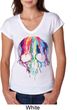 Halloween Melting Skull Ladies Tri Blend V-Neck Shirt