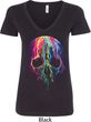 Halloween Melting Skull Ladies V-Neck Shirt