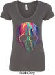 Halloween Melting Skull Ladies V-Neck Shirt