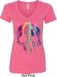 Halloween Melting Skull Ladies V-Neck Shirt