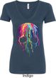 Halloween Melting Skull Ladies V-Neck Shirt