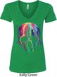 Halloween Melting Skull Ladies V-Neck Shirt
