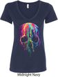 Halloween Melting Skull Ladies V-Neck Shirt