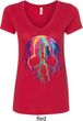 Halloween Melting Skull Ladies V-Neck Shirt