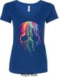 Halloween Melting Skull Ladies V-Neck Shirt