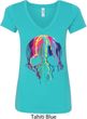 Halloween Melting Skull Ladies V-Neck Shirt