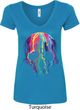 Halloween Melting Skull Ladies V-Neck Shirt