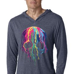 Halloween Melting Skull Lightweight Hoodie Shirt Halloween Melting Skull Lightweight Hoodie Shirt