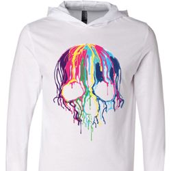 Halloween Melting Skull Lightweight Hoodie Tee Halloween Melting Skull Lightweight Hoodie Tee