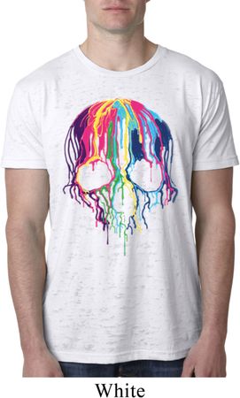 Halloween Melting Skull Mens Burnout Shirt